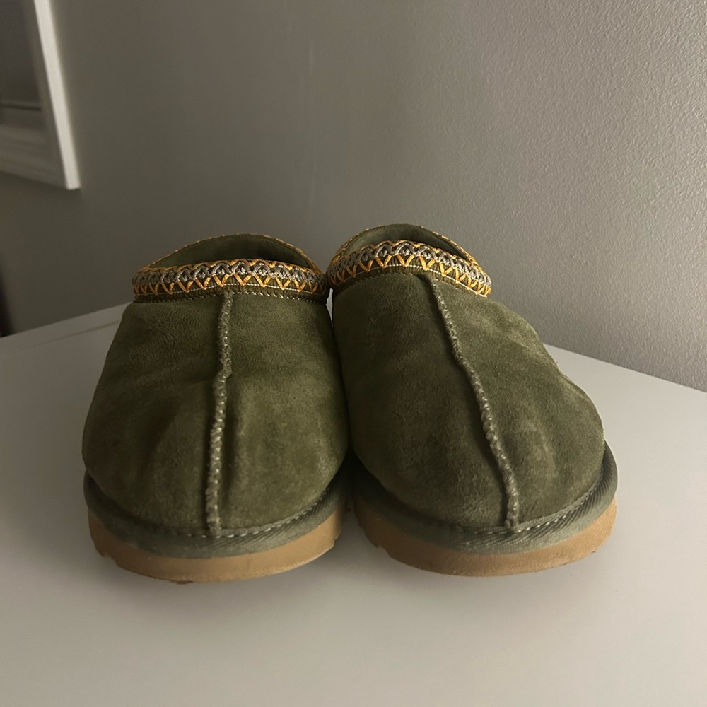 UGG Taz Olive Green Suede Slip-On Shoes